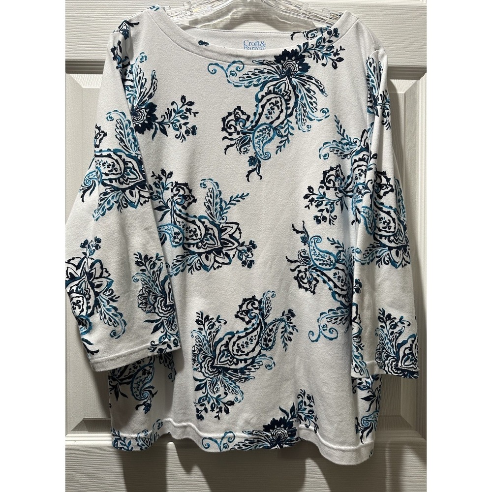 Croft & Barrow Women's Multicolor Floral T-Shirt‎ 100% Cotton Size Large